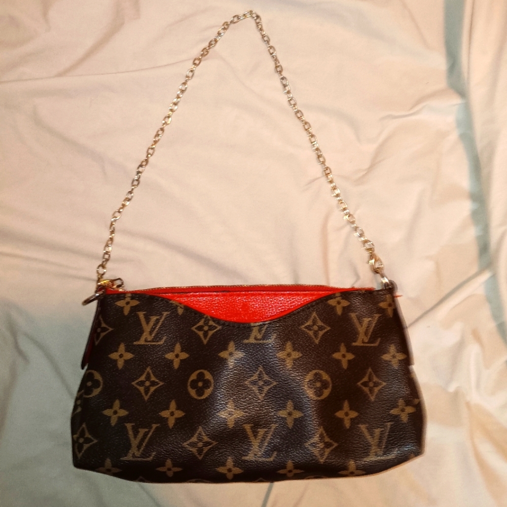 Louis Vuitton Brown and Red Tote Bag
